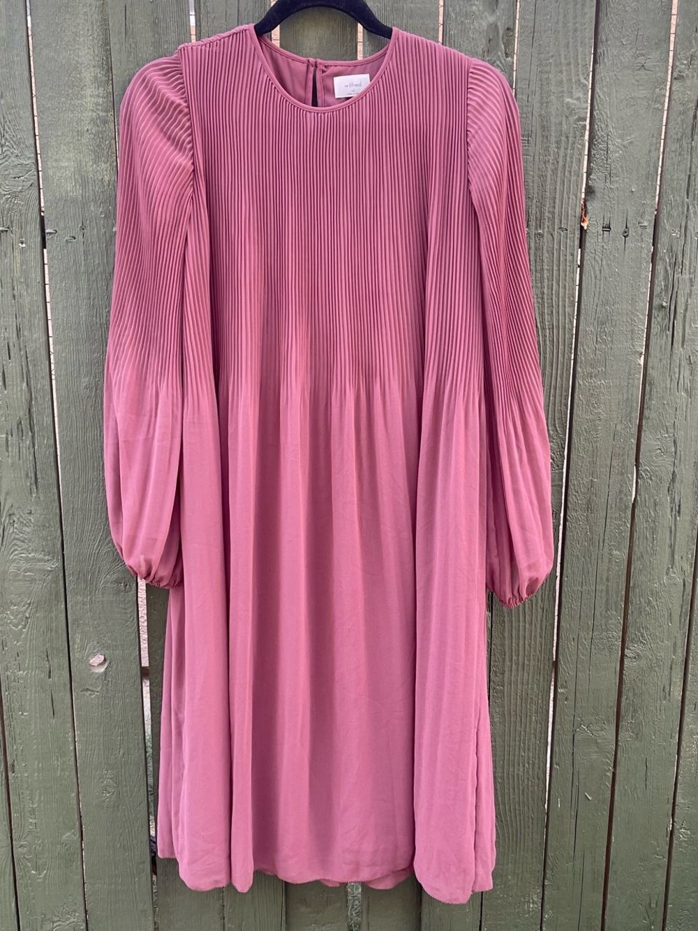 Aritzia Wilfred Pleated Long-Sleeve Midi Dress in Dusty Rose